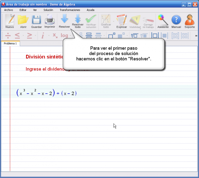 Imagen 1 para el tutorial en DivisiÃ³n sintÃ©tica de polinomios (Ruffini)