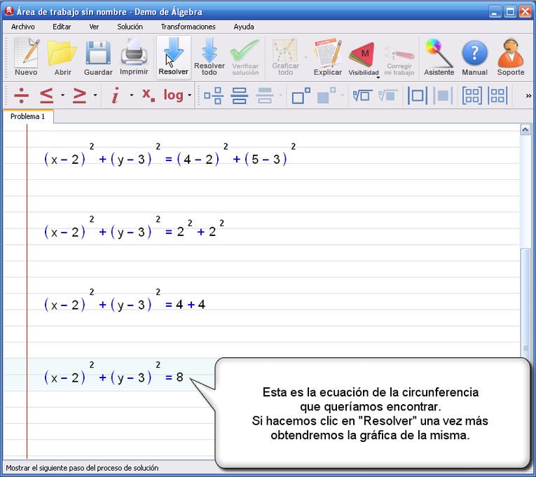Imagen 4 para el tutorial en EcuaciÃ³n de la circunferencia