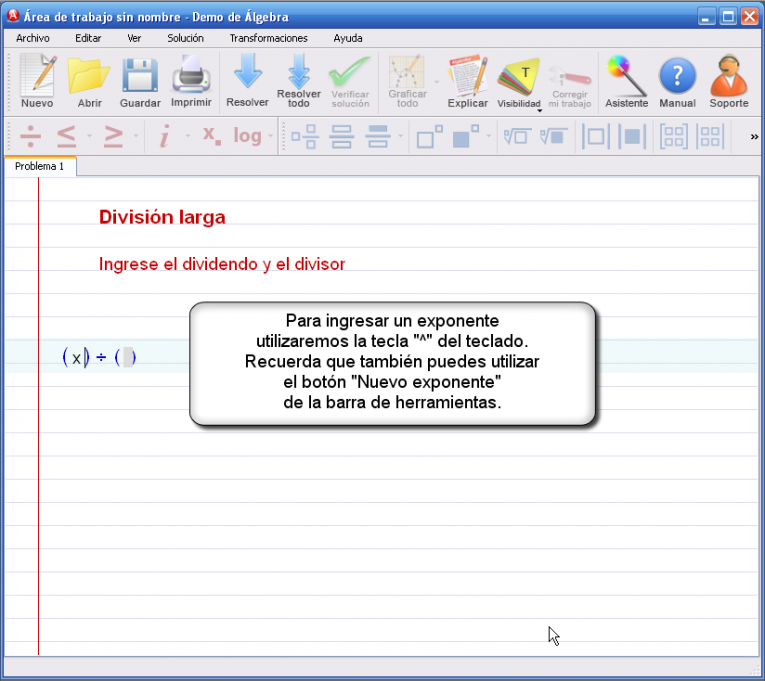 Imagen 1 para el tutorial en DivisiÃ³n larga de polinomios