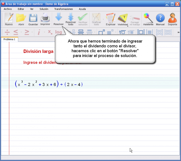 Imagen 2 para el tutorial en DivisiÃ³n larga de polinomios