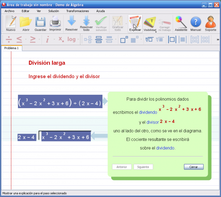 Imagen 4 para el tutorial en DivisiÃ³n larga de polinomios