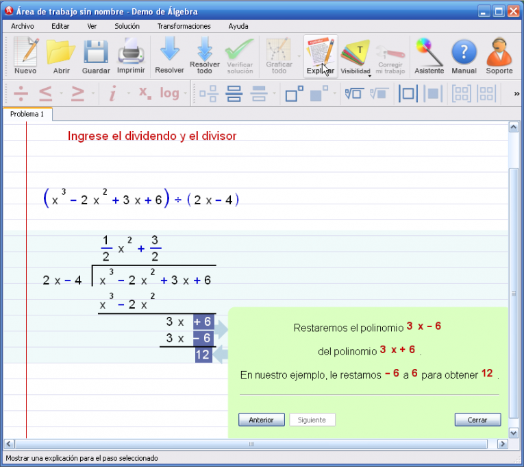 Imagen 6 para el tutorial en DivisiÃ³n larga de polinomios