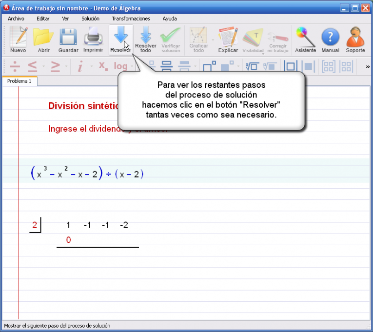 Imagen 2 para el tutorial en DivisiÃ³n sintÃ©tica de polinomios (Ruffini)