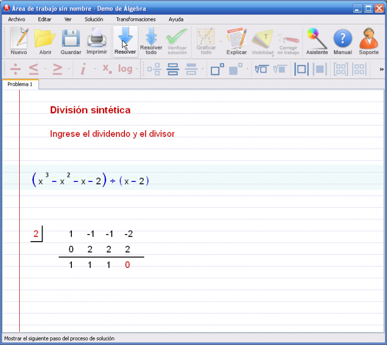 Imagen 4 para el tutorial en DivisiÃ³n sintÃ©tica de polinomios (Ruffini)