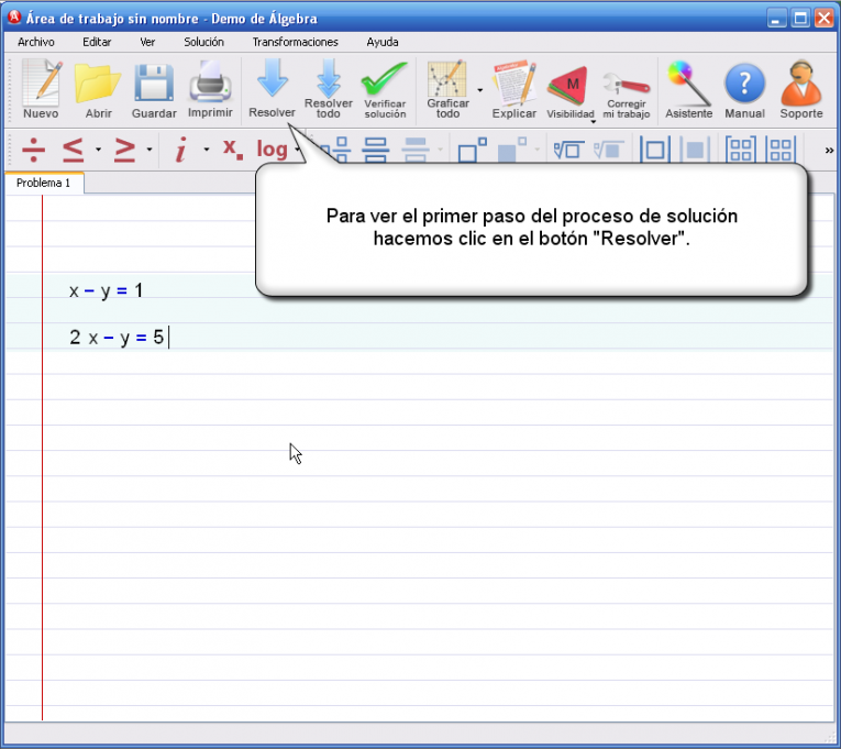 Imagen 1 para el tutorial en ResoluciÃ³n de sistemas de ecuaciones
